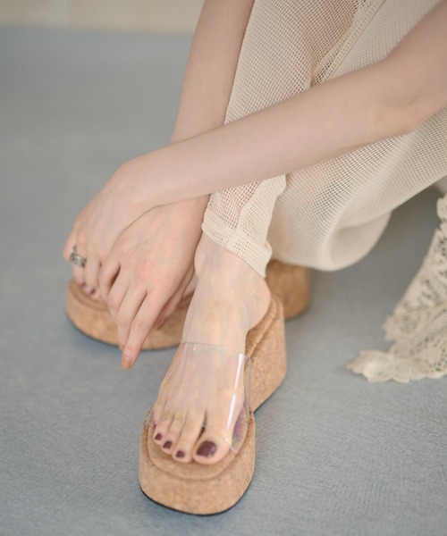 LAULEN(ローレン)の「clear band wedge sole sandals /クリアバンドウェッジソールサンダル(サンダル・レディース・クリア/ブルー/ブラック・23cm/24cm/24.5cm)」の7枚目の写真