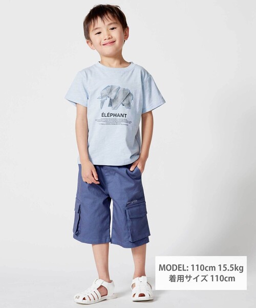 BeBe(ベベ)の「ストレッチツイルカーゴハーフパンツ(カーゴパンツ・キッズ・ブルー/レッド・130cm/120cm/150cm/140cm)」の9枚目の写真