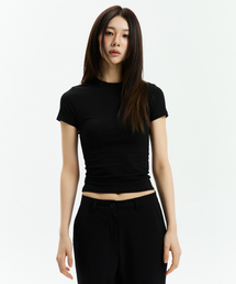 スパンスリム半袖Tシャツ(BK)