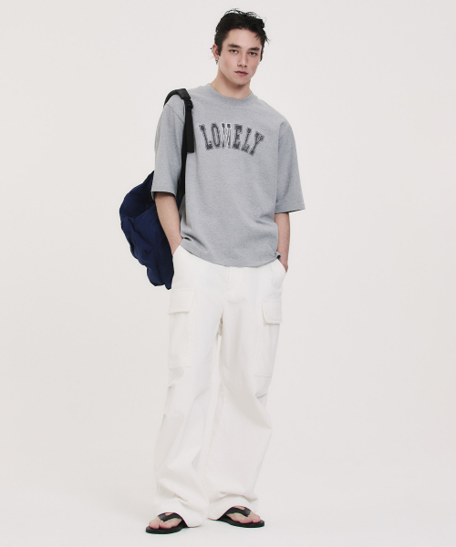 NOHANT（ノアン）の「LONELY/LOVELY STRUCTURED T-SHIRT GRAY（Tシャツ/カットソー・メンズ・ライトグレー・SMALL/MEDIUM/LARGE）」の2枚目の写真