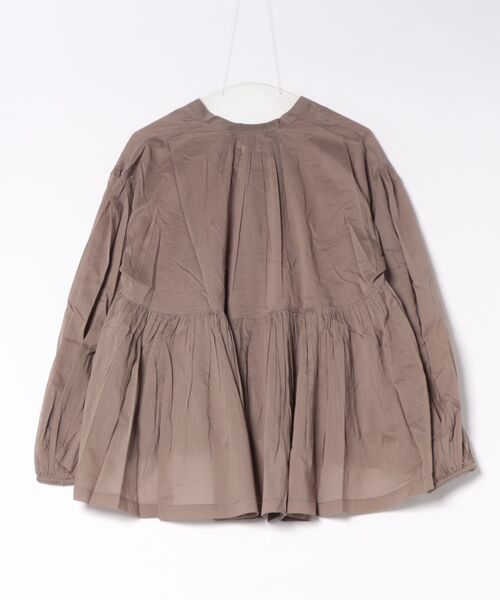 gossara(ゴサラ)の「【秋まで使える】スタンドカラーギャザーブラウス(シャツ/ブラウス・レディース・ブラウン/ブラック/カーキ/オフホワイト・FREE)」の5枚目の写真