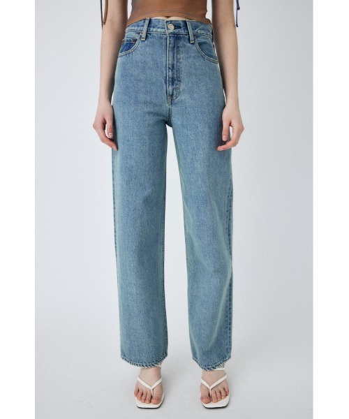 MOUSSY（マウジー）の「HIGH WAIST STRAIGHT（デニムパンツ・レディース・ライトブルー/ワンウォッシュ・23inch/24inch/25inch/26inch）」の3枚目の写真