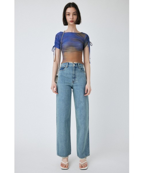 MOUSSY（マウジー）の「HIGH WAIST STRAIGHT（デニムパンツ・レディース・ライトブルー/ワンウォッシュ・23inch/24inch/25inch/26inch）」の4枚目の写真