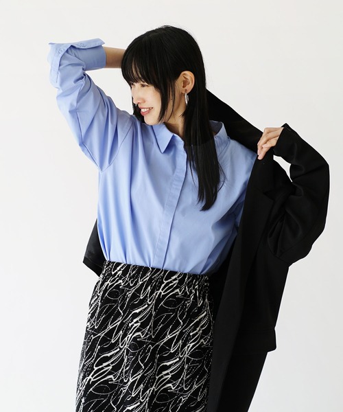 zootie(ズーティー)の「汗しみない ベーシックシャツ(シャツ/ブラウス・レディース・ストライプ/ピンク/ホワイト/チャコール・M/L)」の11枚目の写真