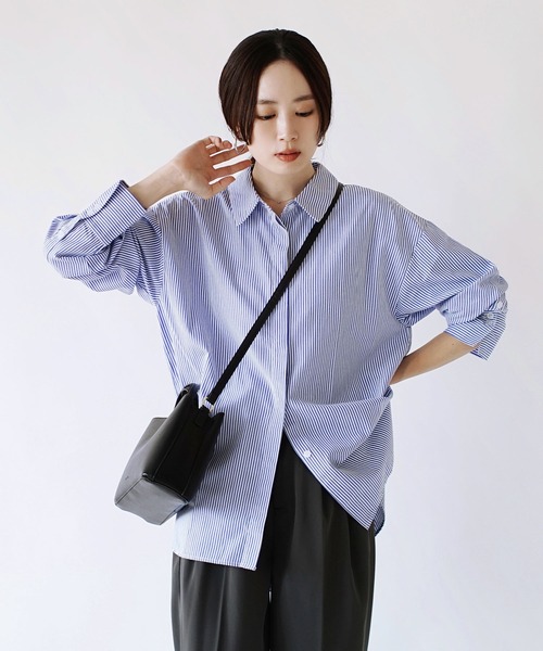 zootie(ズーティー)の「汗しみない ベーシックシャツ(シャツ/ブラウス・レディース・ストライプ/ピンク/ホワイト/チャコール・M/L)」の12枚目の写真