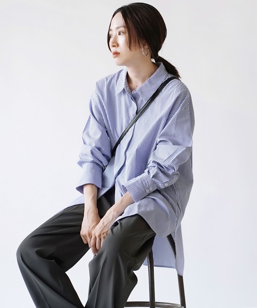 zootie(ズーティー)の「汗しみない ベーシックシャツ(シャツ/ブラウス・レディース・ストライプ/ピンク/ホワイト/チャコール・M/L)」の13枚目の写真