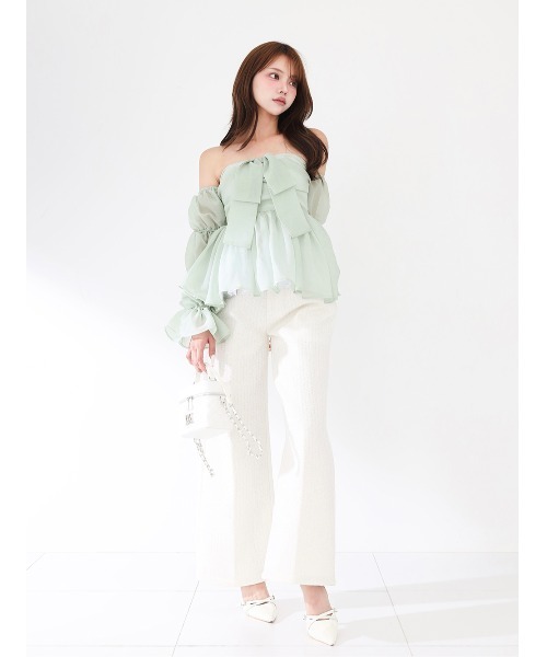 Darich(ダーリッチ)の「シフォンリボンフレアチュニック(その他トップス・レディース・ミント/ホワイト/ピンク/ブラック・FREE)」の16枚目の写真