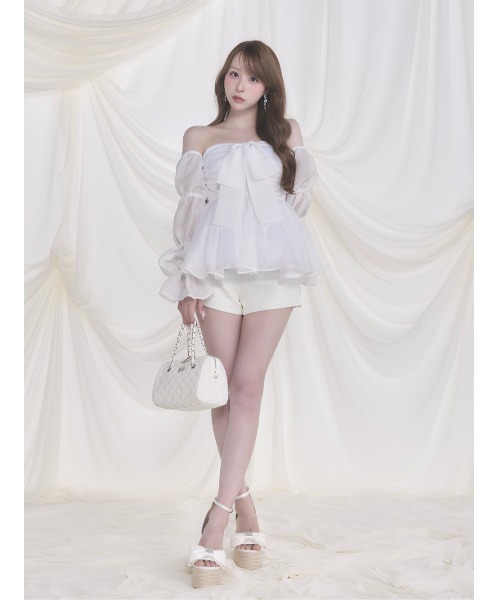 Darich(ダーリッチ)の「シフォンリボンフレアチュニック(その他トップス・レディース・ミント/ホワイト/ピンク/ブラック・FREE)」の7枚目の写真