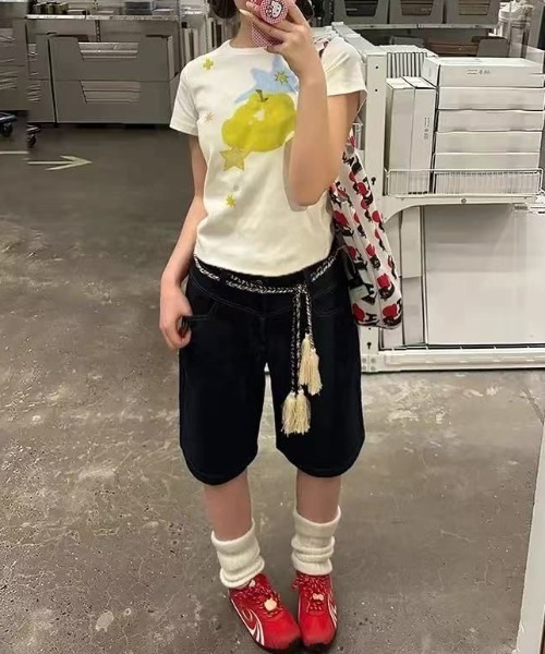 almo(アルモ)の「【LAMPOON】青りんごTシャツ(Tシャツ/カットソー・レディース・ホワイト・LARGE/MEDIUM/SMALL)」の1枚目の写真