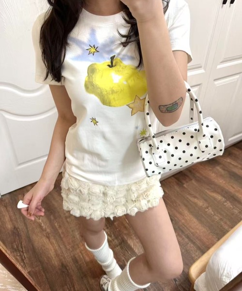 almo(アルモ)の「【LAMPOON】青りんごTシャツ(Tシャツ/カットソー・レディース・ホワイト・LARGE/MEDIUM/SMALL)」の7枚目の写真