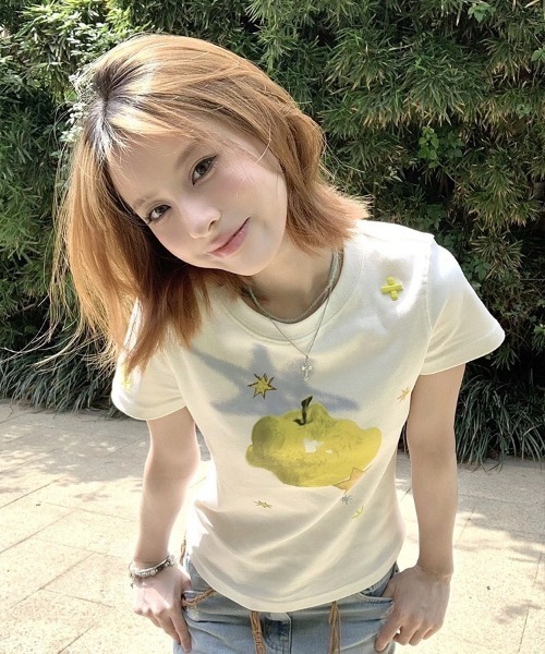 almo(アルモ)の「【LAMPOON】青りんごTシャツ(Tシャツ/カットソー・レディース・ホワイト・LARGE/MEDIUM/SMALL)」の9枚目の写真