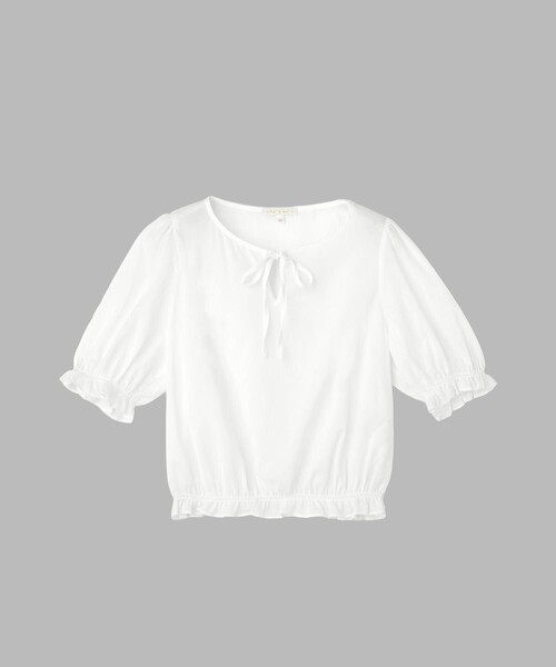 To b. by agnes b.（トゥービーバイアニエスベー）の「コットン シフォン パフィー 半袖 ブラウス（シャツ/ブラウス・レディース・ホワイト・38/40/36）」の2枚目の写真