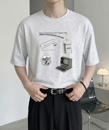 アイテムプリント半袖Tシャツ