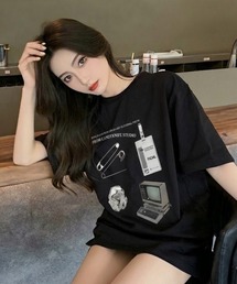 アイテムプリント半袖Tシャツ