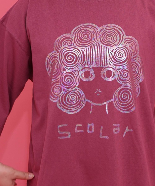 ScoLar（スカラー）の「162693：オーロラ箔スカラーちゃん 接触冷感Tシャツ（Tシャツ/カットソー・レディース・ピンク/オフホワイト/イエロー/ブラック・M）」の7枚目の写真