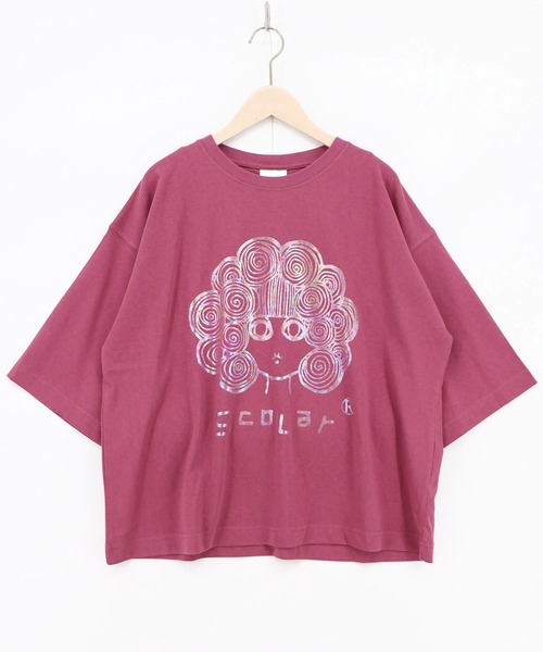 ScoLar（スカラー）の「162693：オーロラ箔スカラーちゃん 接触冷感Tシャツ（Tシャツ/カットソー・レディース・ピンク/オフホワイト/イエロー/ブラック・M）」の11枚目の写真