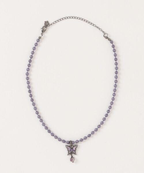 ANNA SUI(アナスイ)の「蝶モチーフ パールネックレス(ネックレス・レディース・パープル/ホワイト・FREE)」の1枚目の写真