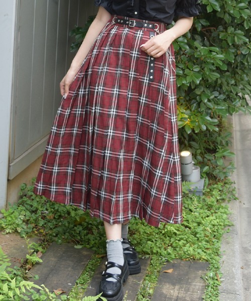 ベルト×チェーンプリーツスカート（スカート）｜axes femme