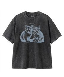 DTGファミリーキャットピグメントクロップ半袖Tシャツチャコール