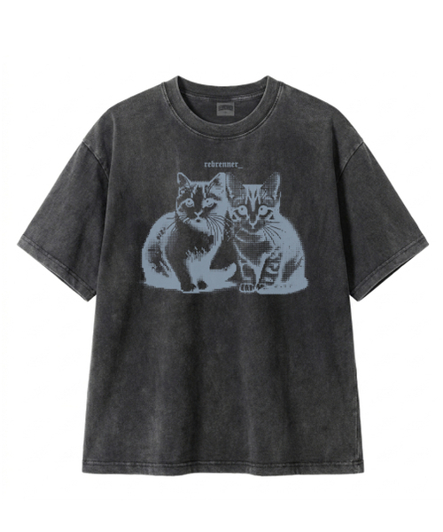 REBRENNER(リブレンナー)の「DTGファミリーキャットピグメントクロップ半袖Tシャツチャコール(Tシャツ/カットソー・レディース・その他・MEDIUM/LARGE/X-LARGE)」の1枚目の写真