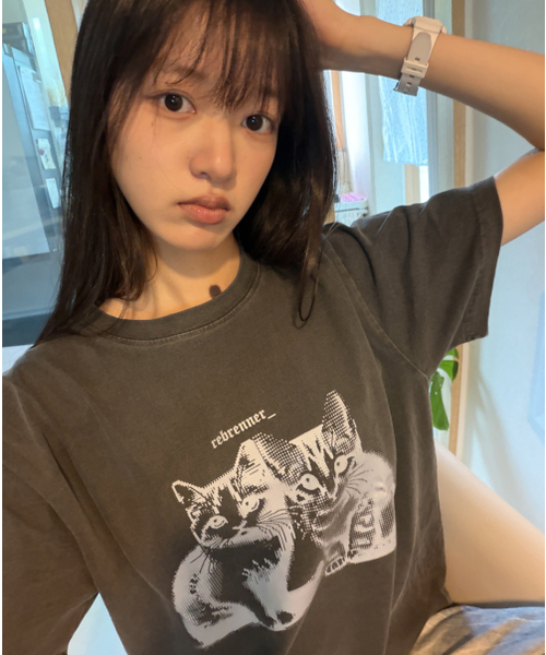 REBRENNER(リブレンナー)の「DTGファミリーキャットピグメントクロップ半袖Tシャツチャコール(Tシャツ/カットソー・レディース・その他・MEDIUM/LARGE/X-LARGE)」の3枚目の写真