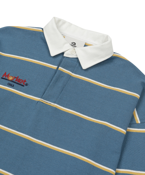 SUNDAY FRUIT MARKET（サンデーフルーツマーケット）の「W) SUN STRIPE COLLAR TEE BLUE（ポロシャツ・レディース・その他・SMALL/MEDIUM）」の4枚目の写真