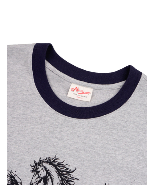 FABULOUS ARCHIVE(ファビュラスアーカイブ)の「ペガサスアイレットポケットリンガー半袖Tシャツメラングレーブラック(FCG2TS813M)(Tシャツ/カットソー・レディース・ライトグレー・MEDIUM/LARGE)」の8枚目の写真