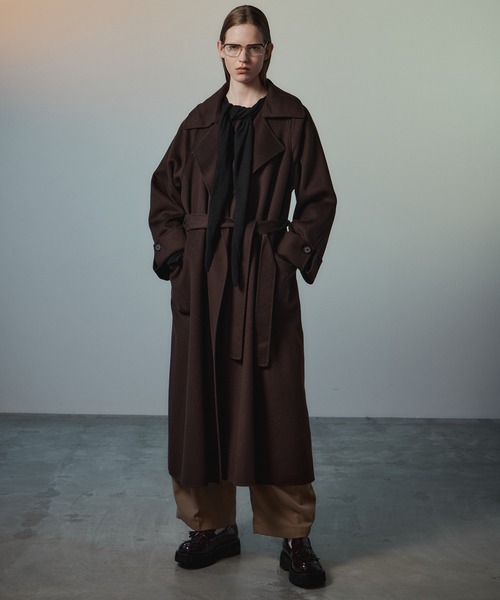 MAISON SPECIAL(メゾンスペシャル)の「【2026Autumn PRE-ORDER】Cashmere Blend Double-Face Gown Coat/カシミヤブレンドリバーガウンコート(その他アウター・レディース・グレー/ブラック/ブラウン・36/38)」の3枚目の写真