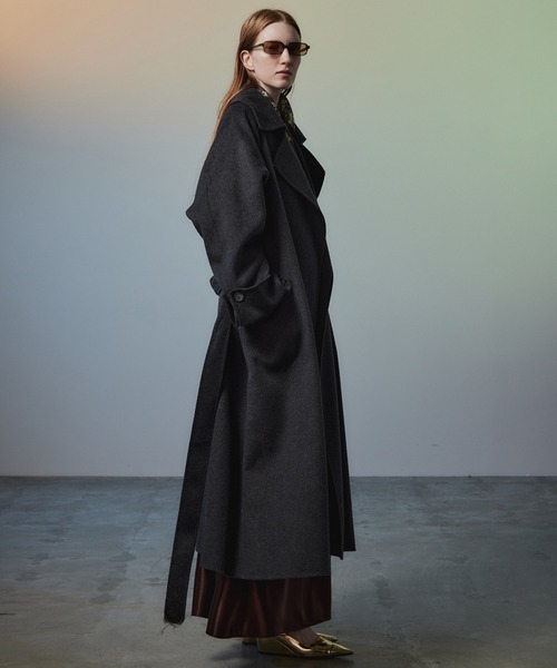 MAISON SPECIAL(メゾンスペシャル)の「【2026Autumn PRE-ORDER】Cashmere Blend Double-Face Gown Coat/カシミヤブレンドリバーガウンコート(その他アウター・レディース・グレー/ブラック/ブラウン・36/38)」の2枚目の写真