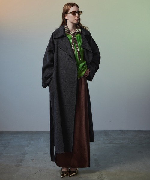 MAISON SPECIAL(メゾンスペシャル)の「【2026Autumn PRE-ORDER】Cashmere Blend Double-Face Gown Coat/カシミヤブレンドリバーガウンコート(その他アウター・レディース・グレー/ブラック/ブラウン・36/38)」の7枚目の写真