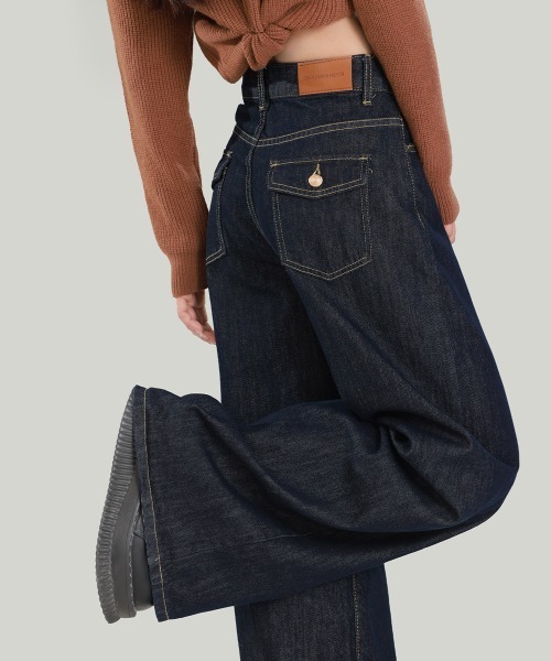 NEW GENTLEMAN(ニュージェントルマン)の「マドリーデニム ワイドバギー ルーズ パンツ(デニムパンツ・レディース・ネイビー・S/M/L)」の5枚目の写真