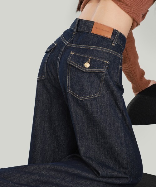 NEW GENTLEMAN(ニュージェントルマン)の「マドリーデニム ワイドバギー ルーズ パンツ(デニムパンツ・レディース・ネイビー・S/M/L)」の6枚目の写真