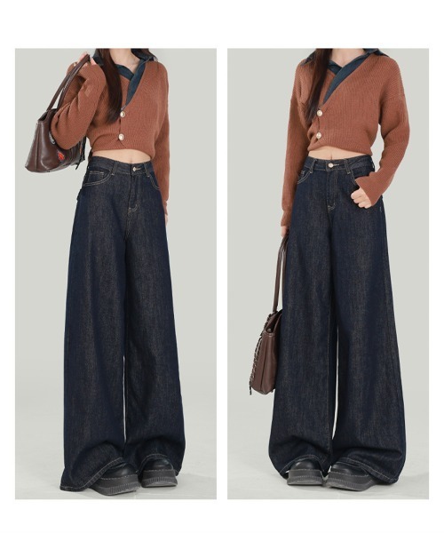 NEW GENTLEMAN(ニュージェントルマン)の「マドリーデニム ワイドバギー ルーズ パンツ(デニムパンツ・レディース・ネイビー・S/M/L)」の10枚目の写真