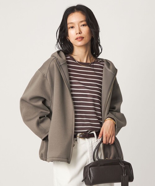 green label relaxing(グリーンレーベルリラクシング)の「ダンボール ジップ フーディ(パーカー・レディース・グレー/ダークグレー/ナチュラル/ブラック/モカ・FREE)」の4枚目の写真