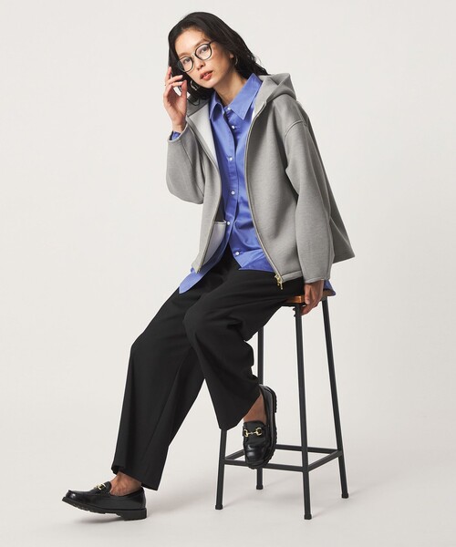 green label relaxing(グリーンレーベルリラクシング)の「ダンボール ジップ フーディ(パーカー・レディース・グレー/ダークグレー/ナチュラル/ブラック/モカ・FREE)」の9枚目の写真