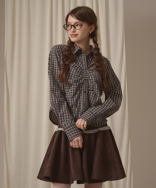 hazyl(ヘイジル)の「gather design shirt / ギャザーデザインシャツ(シャツ/ブラウス・レディース・ブルー系その他/ブラウン系その他/アイボリー/オフホワイト/ネイビー・フリー)」の8枚目の写真