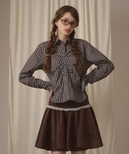 hazyl(ヘイジル)の「gather design shirt / ギャザーデザインシャツ(シャツ/ブラウス・レディース・ブルー系その他/ブラウン系その他/アイボリー/オフホワイト/ネイビー・フリー)」の9枚目の写真