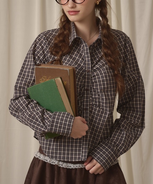 hazyl(ヘイジル)の「gather design shirt / ギャザーデザインシャツ(シャツ/ブラウス・レディース・ブルー系その他/ブラウン系その他/アイボリー/オフホワイト/ネイビー・フリー)」の13枚目の写真