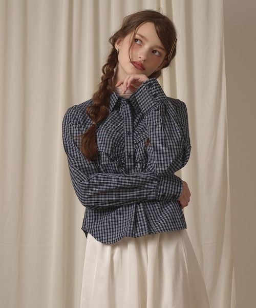 hazyl(ヘイジル)の「gather design shirt / ギャザーデザインシャツ(シャツ/ブラウス・レディース・ブルー系その他/ブラウン系その他/アイボリー/オフホワイト/ネイビー・フリー)」の19枚目の写真
