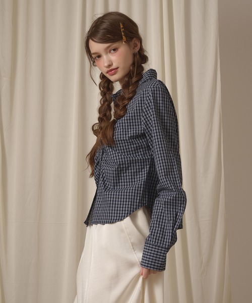 hazyl(ヘイジル)の「gather design shirt / ギャザーデザインシャツ(シャツ/ブラウス・レディース・ブルー系その他/ブラウン系その他/アイボリー/オフホワイト/ネイビー・フリー)」の20枚目の写真