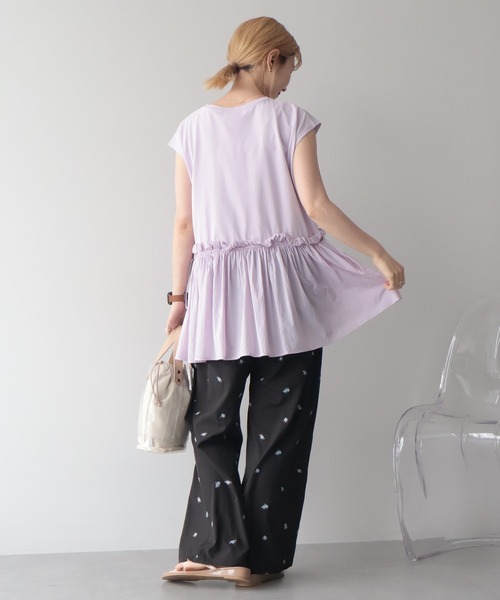 AMERICAN HOLIC(アメリカンホリック)の「花柄刺繍イージーパンツ(その他パンツ・レディース・ブラック/アイボリー・M/L)」の4枚目の写真