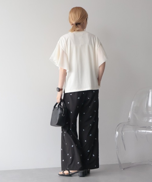 AMERICAN HOLIC(アメリカンホリック)の「花柄刺繍イージーパンツ(その他パンツ・レディース・ブラック/アイボリー・M/L)」の6枚目の写真