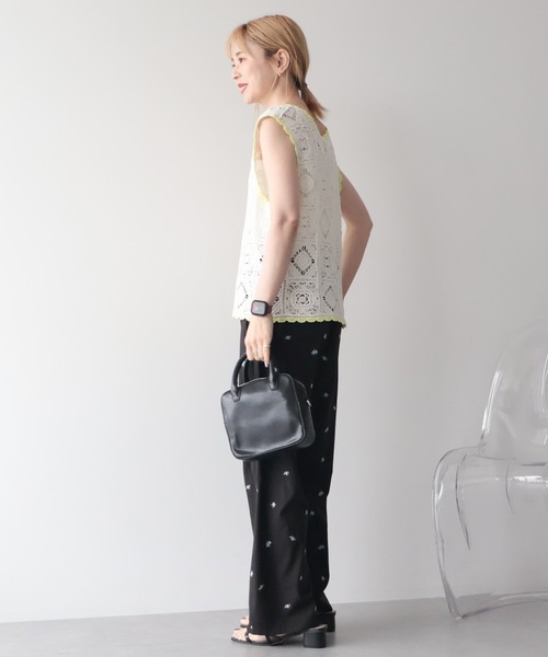 AMERICAN HOLIC(アメリカンホリック)の「花柄刺繍イージーパンツ(その他パンツ・レディース・ブラック/アイボリー・M/L)」の8枚目の写真