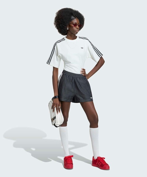 adidas（アディダス）の「アディダス オリジナルス サマーグロー デニムショーツ / ハーフパンツ / アディダスオリジナルス adidas Originals（デニムパンツ・レディース・ブラック・X-SMALL/SMALL/X-LARGE/MEDIUM/XX-LARGE/3XL/LARGE）」の5枚目の写真