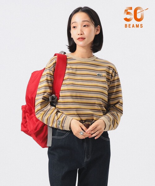 LACOSTE(ラコステ)の「【別注】LACOSTE / マルチ ボーダー Tシャツ(Tシャツ/カットソー・レディース・ベージュ/グレー/ネイビー・36/38)」の2枚目の写真