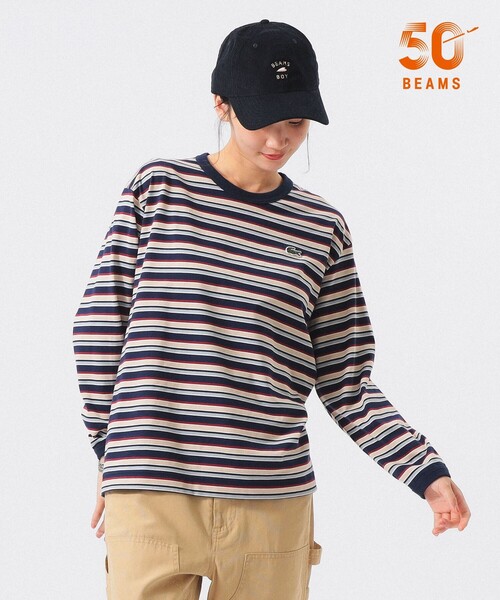 LACOSTE(ラコステ)の「【別注】LACOSTE / マルチ ボーダー Tシャツ(Tシャツ/カットソー・レディース・ベージュ/グレー/ネイビー・36/38)」の3枚目の写真