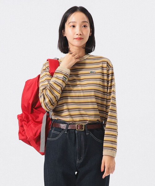 LACOSTE(ラコステ)の「【別注】LACOSTE / マルチ ボーダー Tシャツ(Tシャツ/カットソー・レディース・ベージュ/グレー/ネイビー・36/38)」の11枚目の写真
