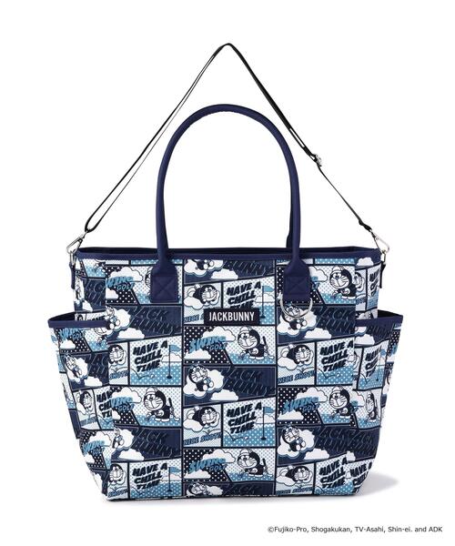Jack Bunny!!（ジャックバニー）の「【Jack Bunny!!】【ドラえもん】コミック柄トートバッグ (UNISEX)（トートバッグ・レディース・オレンジ/ネイビー・FREE）」の2枚目の写真
