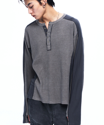 CUTLINE WAFFLE HENLEY LONG SLEEVE - ASH GRAY