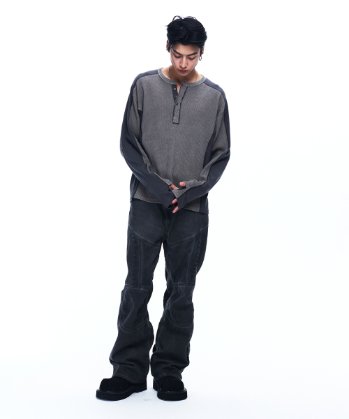RSSC(アールエスエスシー)の「CUTLINE WAFFLE HENLEY LONG SLEEVE - ASH GRAY(Tシャツ/カットソー・レディース・その他・1/2)」の3枚目の写真